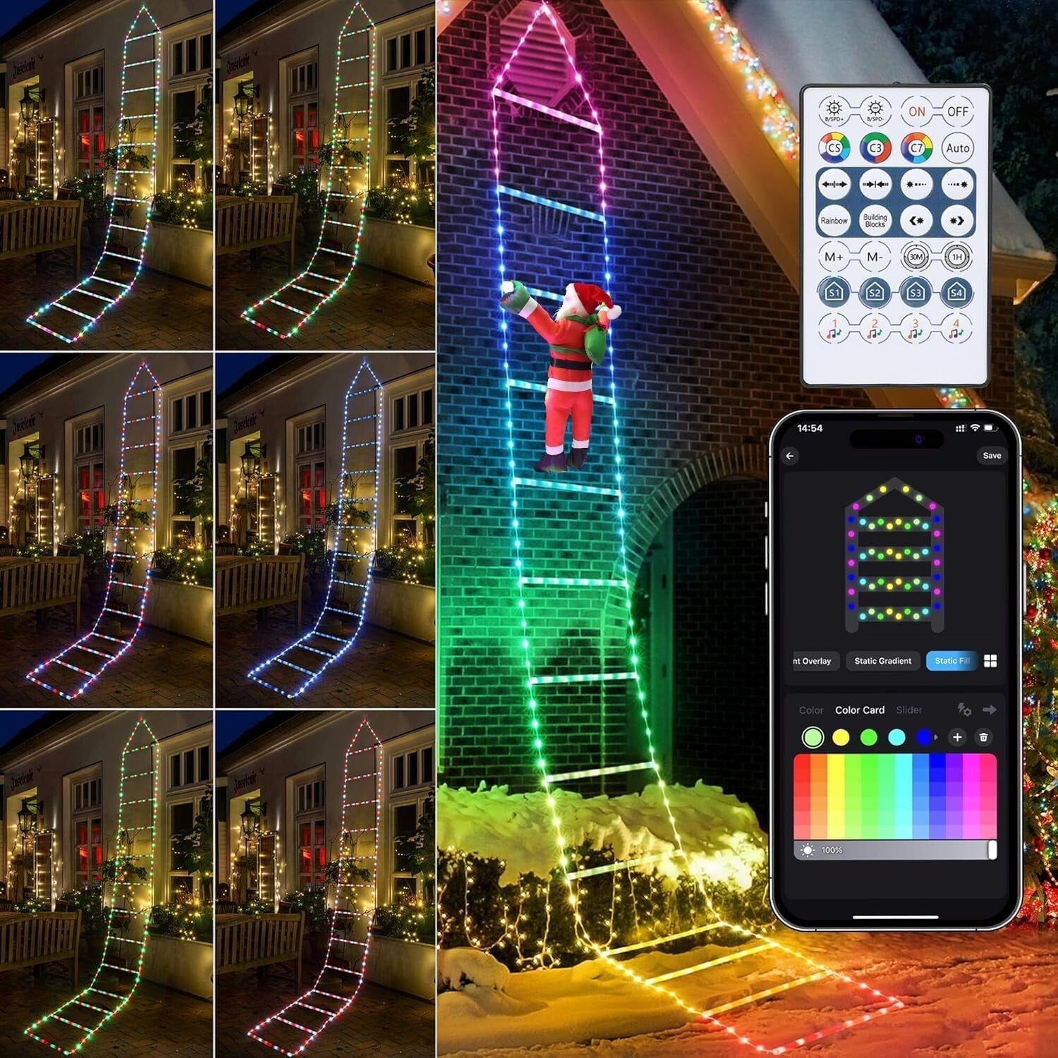 "Toodour Smart RGB Christmas Lights – 10ft Santa Claus Ladder Lights, Bluetooth 07FC0E-D4 - KOEEK