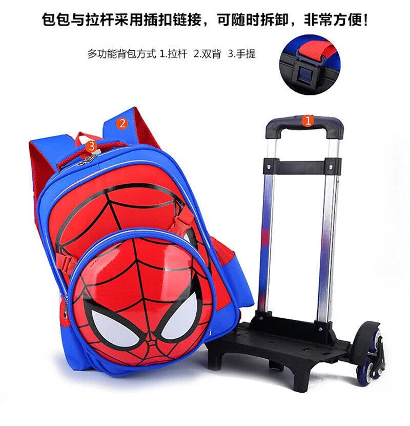 US Now!! Spider-Man Trolley Bag Dragging Backpack Junior High-capacity Christmas 07FC0E-D4 - KOEEK
