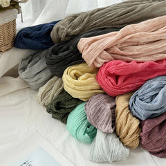 Solid Colors Cotton Scarves Shawls Wrap Men Unisex Wrinkle Large Scarf 200*100cm 07FC0E-D4 - KOEEK