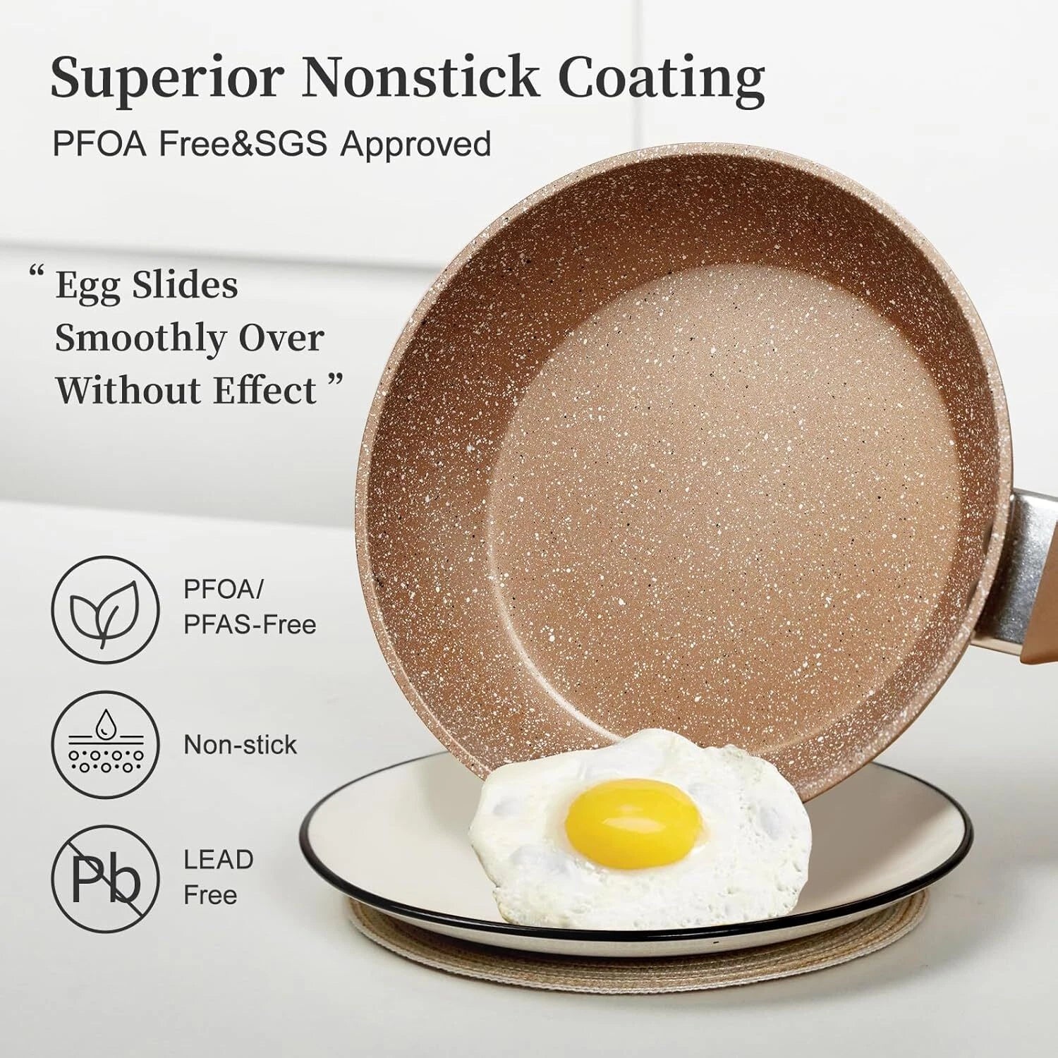 Frying Pan Set with Lid - Nonstick Cookware Set 3 Piece, Granite Cookware Set 07FC0E-D4 - KOEEK