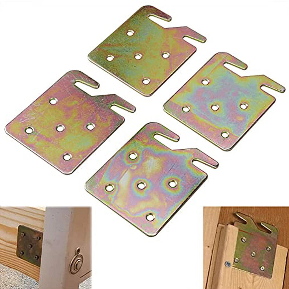 2 Sets Bed Rail Fittings Universal Wood Bed Rail Hook Universal Wood Replacement 07FC0E-D4 - KOEEK