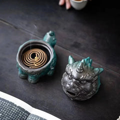 13cm Chinese Ceramic Kirin Incense Burner Auspicious Zen Censer Decoration 07FC0E-D4 - KOEEK