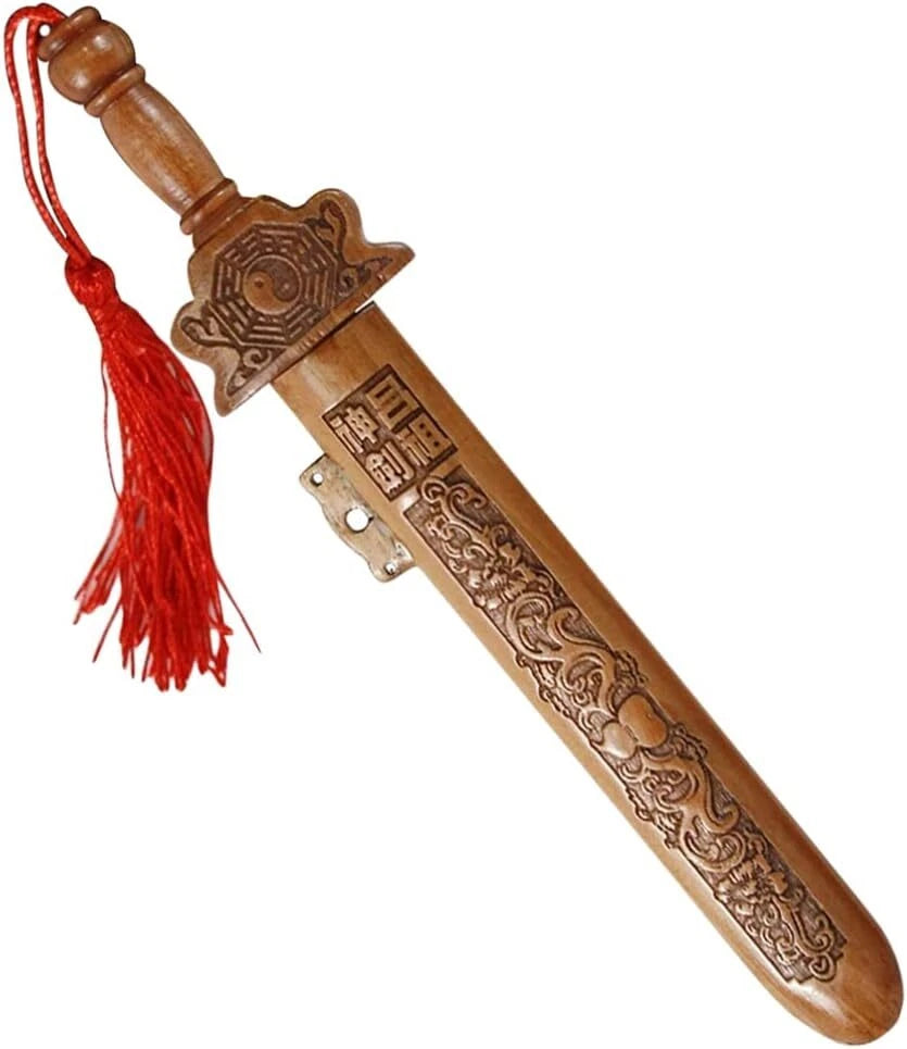 Chinese Wooden Sword Sword Hand-Carved Knife Sword Pendant 07FC0E-D4 - KOEEK