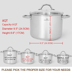 8-Quart Stock Pot with Lid (Nickel-Free Stainless Steel) -Polished Stock Pot 07FC0E-D4 - KOEEK