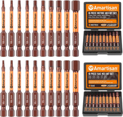 new Amartisan 20-Piece Hex Head Allen Wrench Drill Bit Set, Metric and SAE S2... AMARTISAN - KOEEK