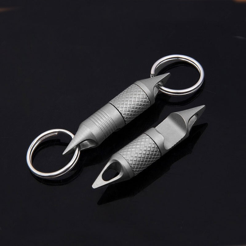 Titanium Alloy Keychain Portable Double Keyrings Pendant EDC Opener Multi Tools 07FC0E-D4 - KOEEK