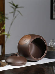 Yixing Zisha Purple Clay Tea Canister With Lid Sealed Jar For Loose Tea 07FC0E-D4 - KOEEK
