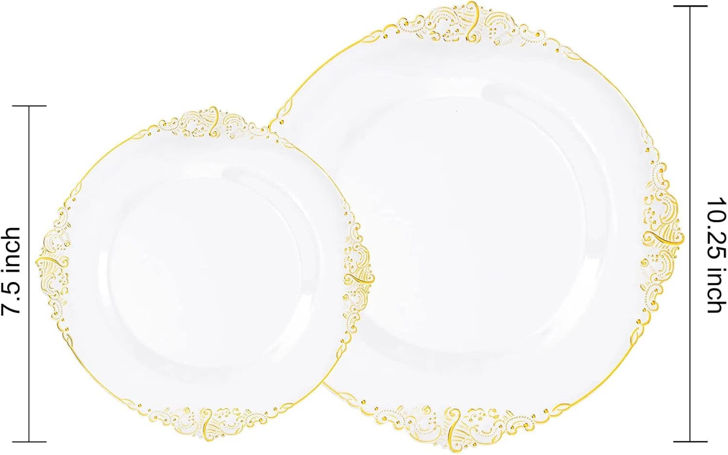 Clear & Gold 100PCS Heavyweight Disposable Plates - 50PCS 10.25" Dinner & 50PCS 07FC0E-D4 - KOEEK
