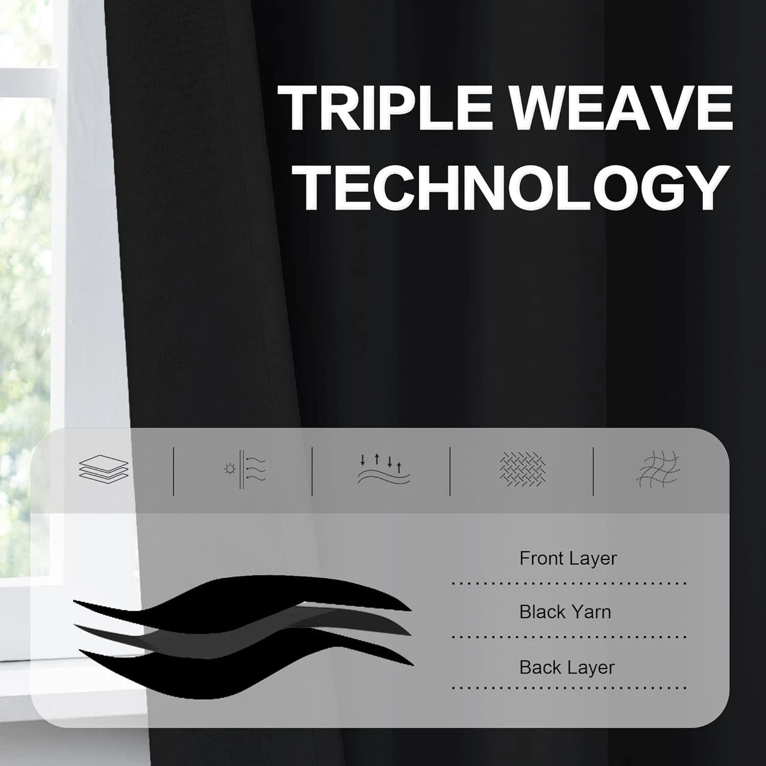 Black blackout curtains (52 inches wide x 120 inches long, 2 panels) 07FC0E-D4 - KOEEK