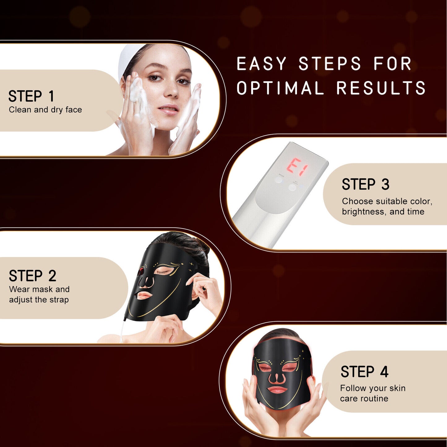 ny Red Light Therapy Face LED Face Mask Lys Therapy Mask for Facial Skin Care US