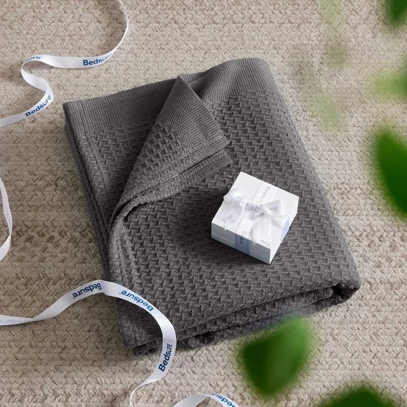 Cot Queen Size Double Bed Blanket-Breathable and Soft,Waffle Weave Blanket 07FC0E-D4 - KOEEK