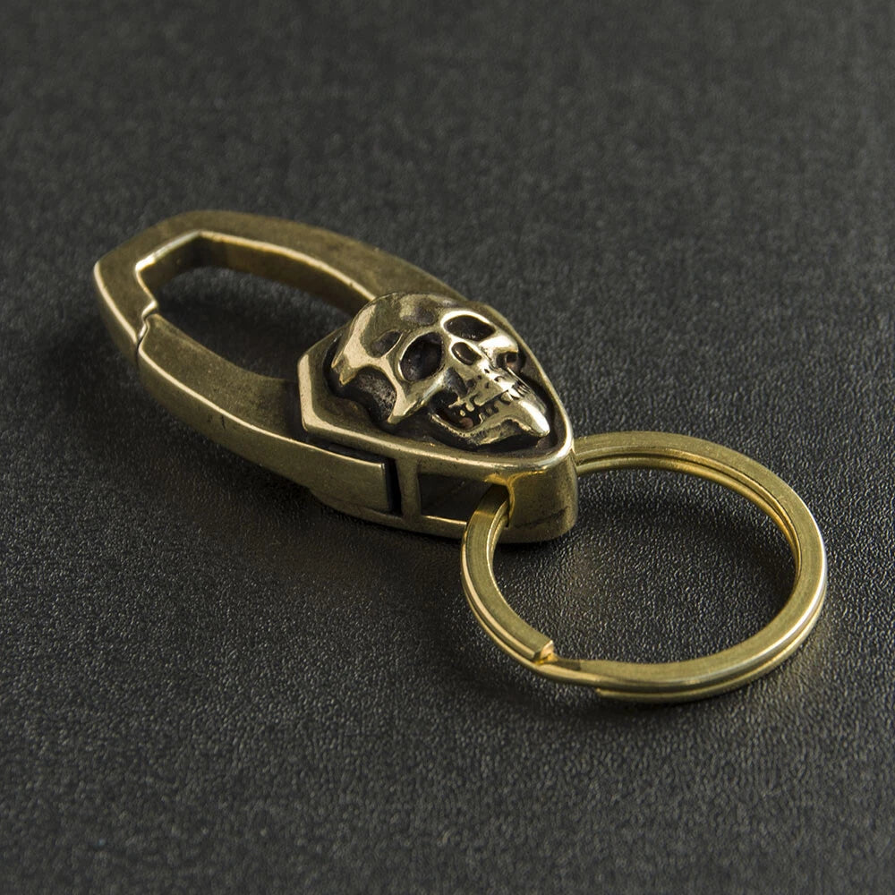 Solid Brass Skull KeyChain Keyring Split Ring Punk GH692 07FC0E-D4 - KOEEK