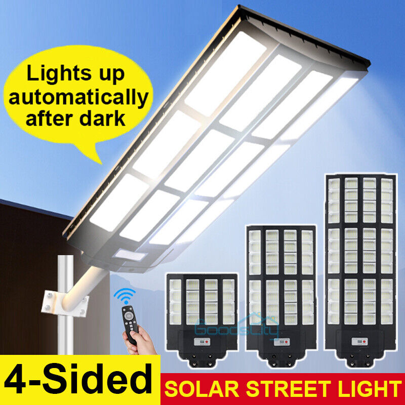 ny utendørs kommersiell 1500W LED Solar Street Light IP67 Dusk-to-Dawn veilampe + stang