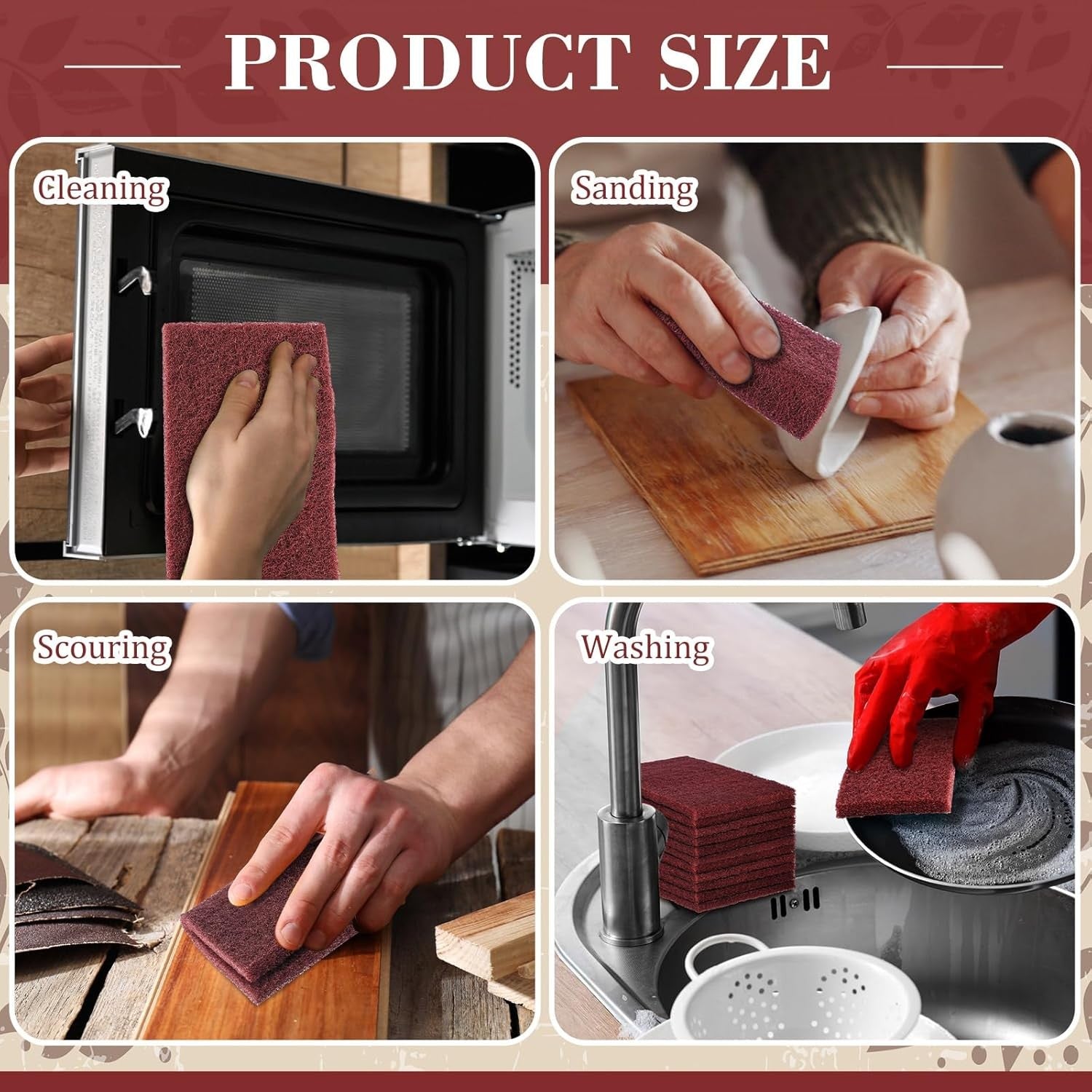 new 50 Pcs 7447 Fine General Purpose Scuff Pads 6 X 9 Inch Abrasive Hand Red 07FC0E-D4 - KOEEK