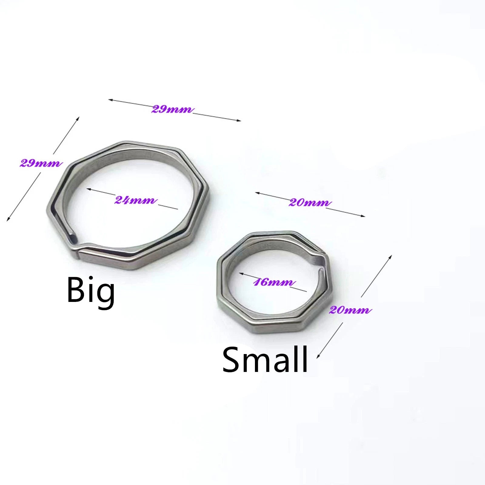 TC4 Titanium Outdoor Octagon EDC Key Ring Keychain Lightweight Hanging Buckle 07FC0E-D4 - KOEEK