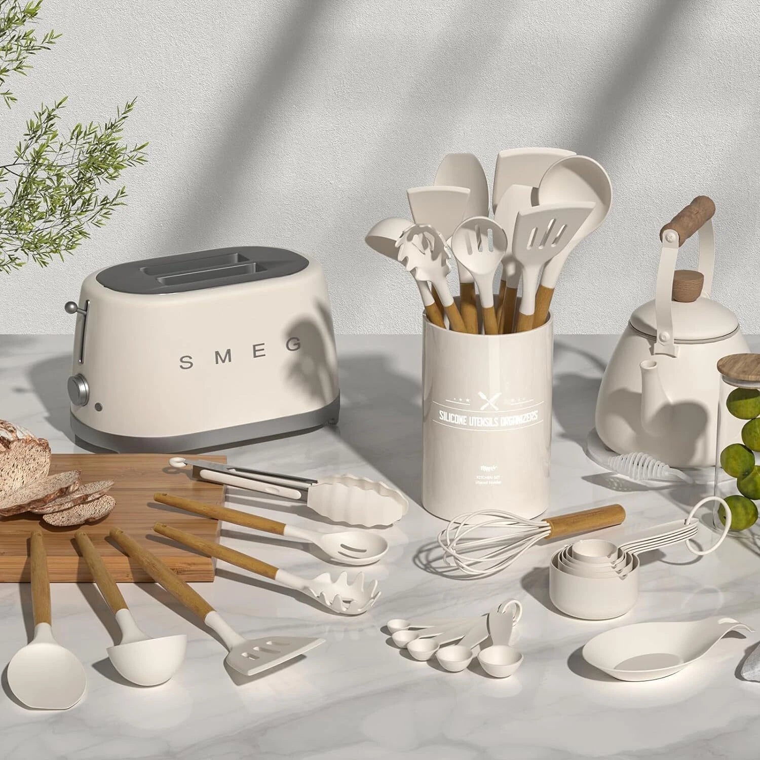 Kitchen Cooking Utensils Set, 33 pcs Non-Stick Silicone Cooking Kitchen Utensils 07FC0E-D4 - KOEEK