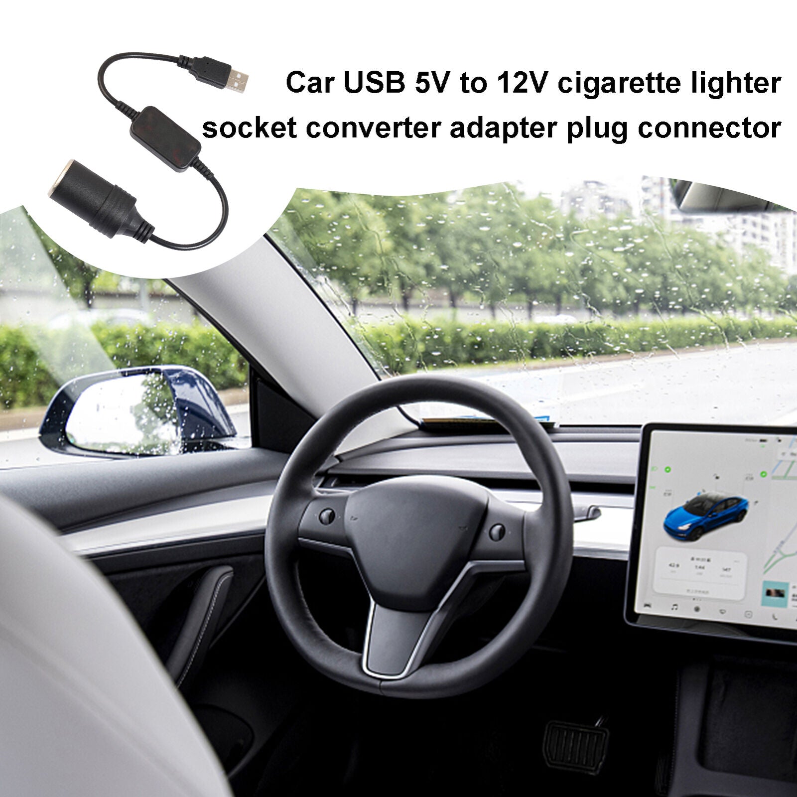 new USB to Car Lighter Socket Connector Cable Female Converter 5V to 12V Converter koeek - KOEEK