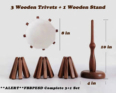 Wooden Trivets for Hot Dishes 3+1Set with Stand Heat-Resistant Black Walnut Tree 07FC0E-D4 - KOEEK