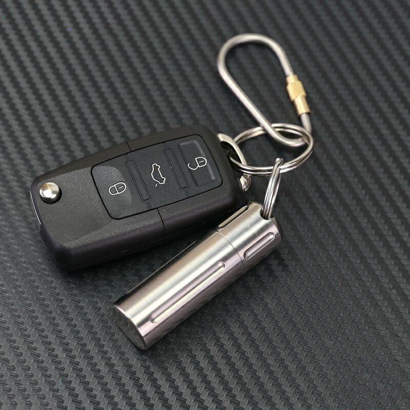 Waterproof canister pill Container Titanium EDC Emergency Key pendant Keychain 07FC0E-D4 - KOEEK