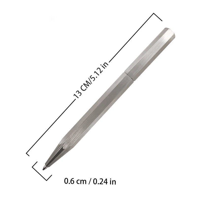 1PC Handmade Stainless Steel Hexagonal Rotate Style Ball Pen Write Signature Pen 07FC0E-D4 - KOEEK