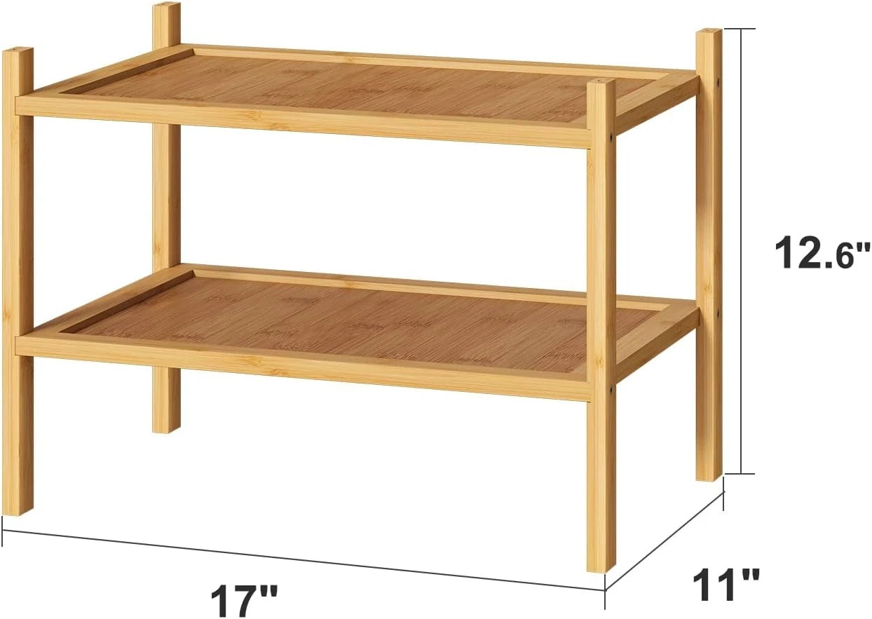 Small shoe rack, two-tier bamboo and wood shoe rack 07FC0E-D4 - KOEEK