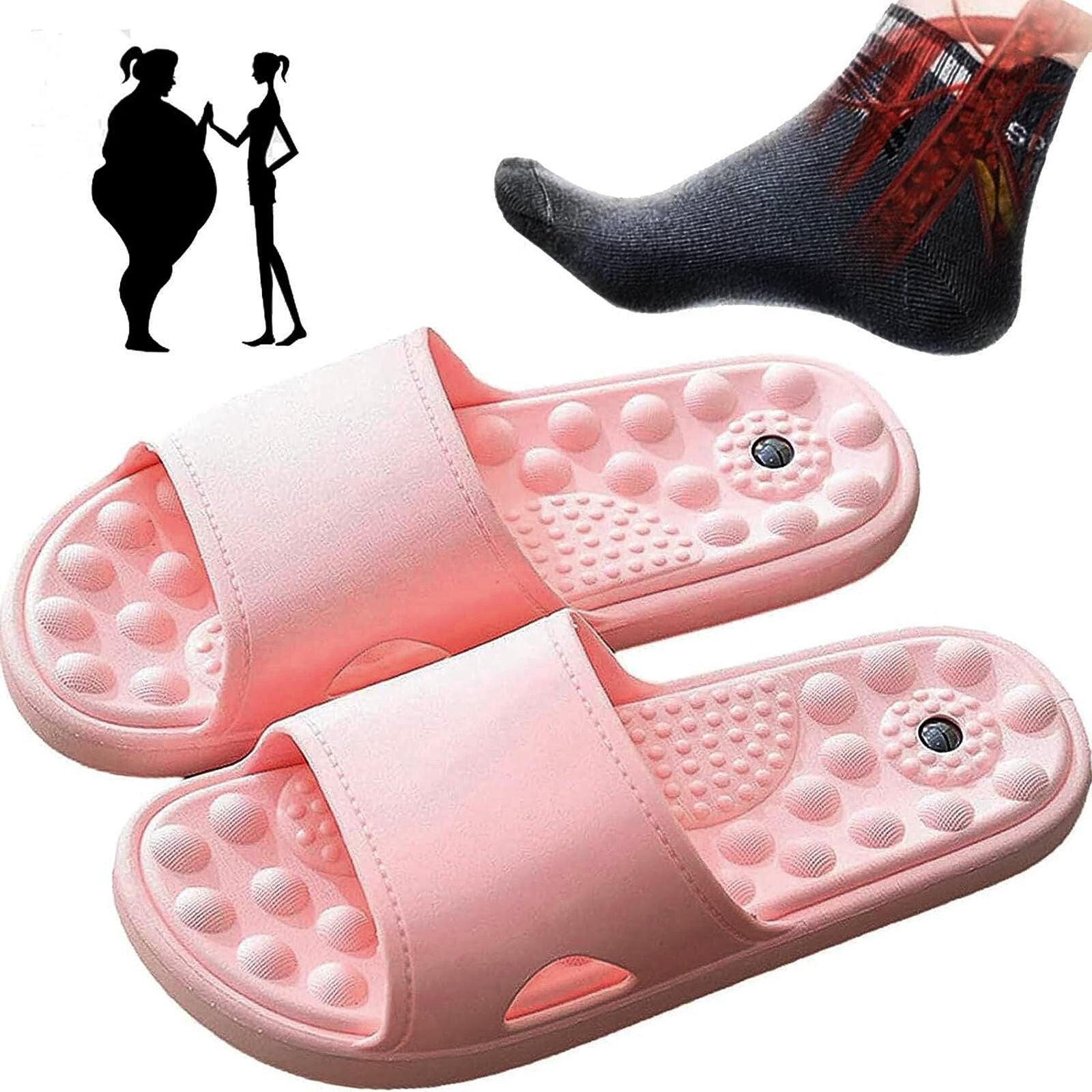 new 1 Pair Reflexology Sandals Foot Massager Slippers Acupressure Acupuncture Shoes koeek - KOEEK