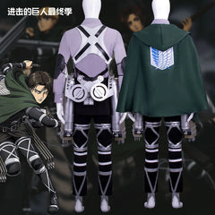 Attack on Titan Levi·Ackerman Cloak Shirt Pants Belt Anime Armor Cosplay Costume 07FC0E-D4 - KOEEK