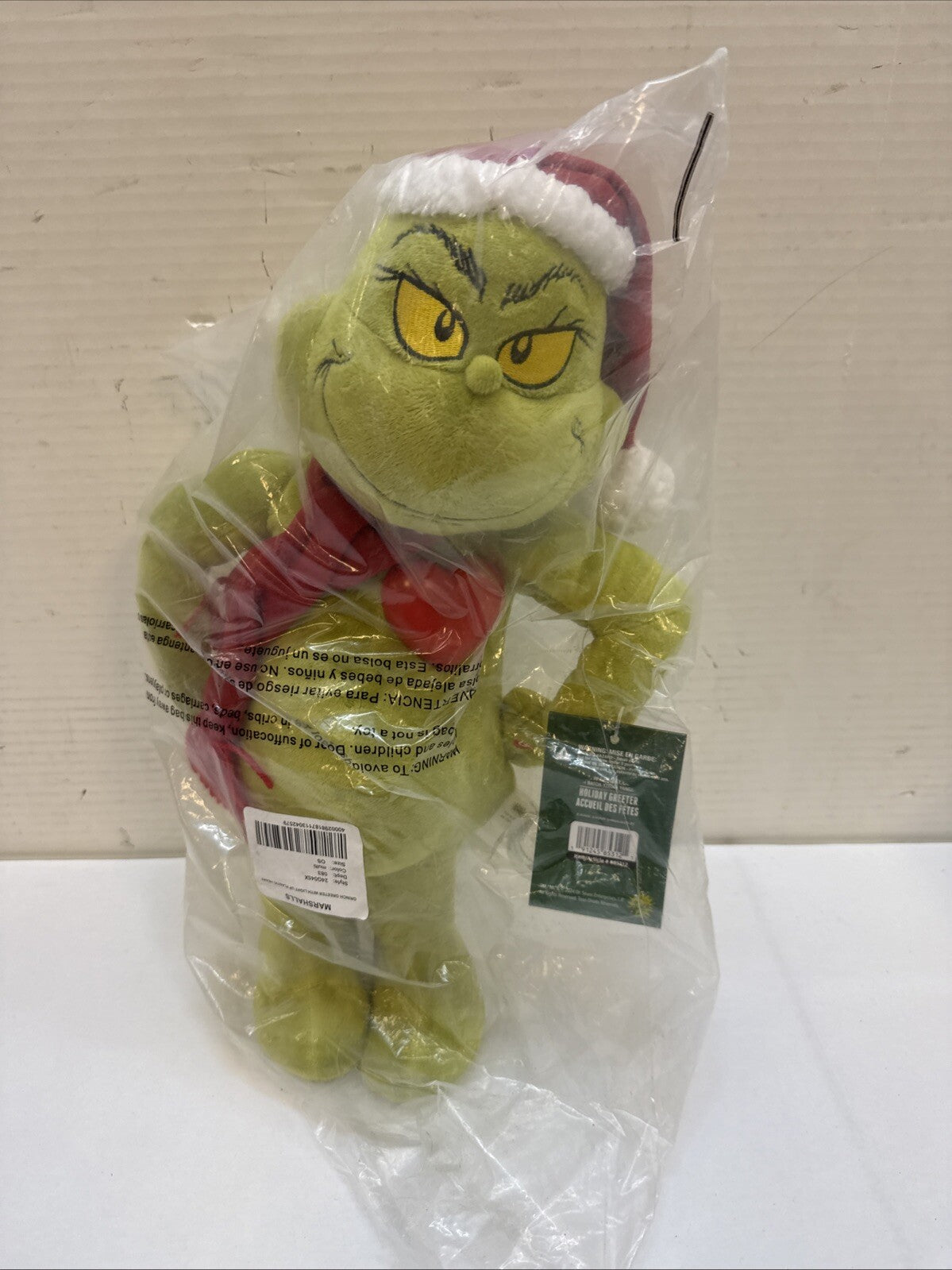 Gemmy 19 in Holiday Greeter Stuffed Grinch with Light-Up Heart - Green GEMMY - KOEEK