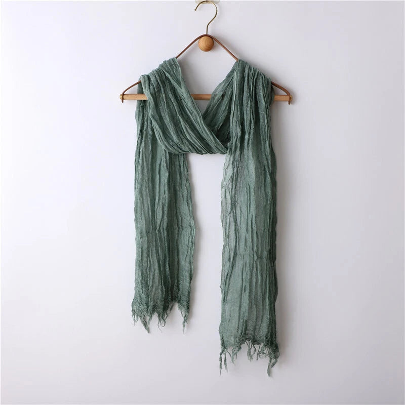 Unisex Linen Cotton Soft Breathable Scarf Casual Plain Color Shawl Neckercheif 07FC0E-D4 - KOEEK
