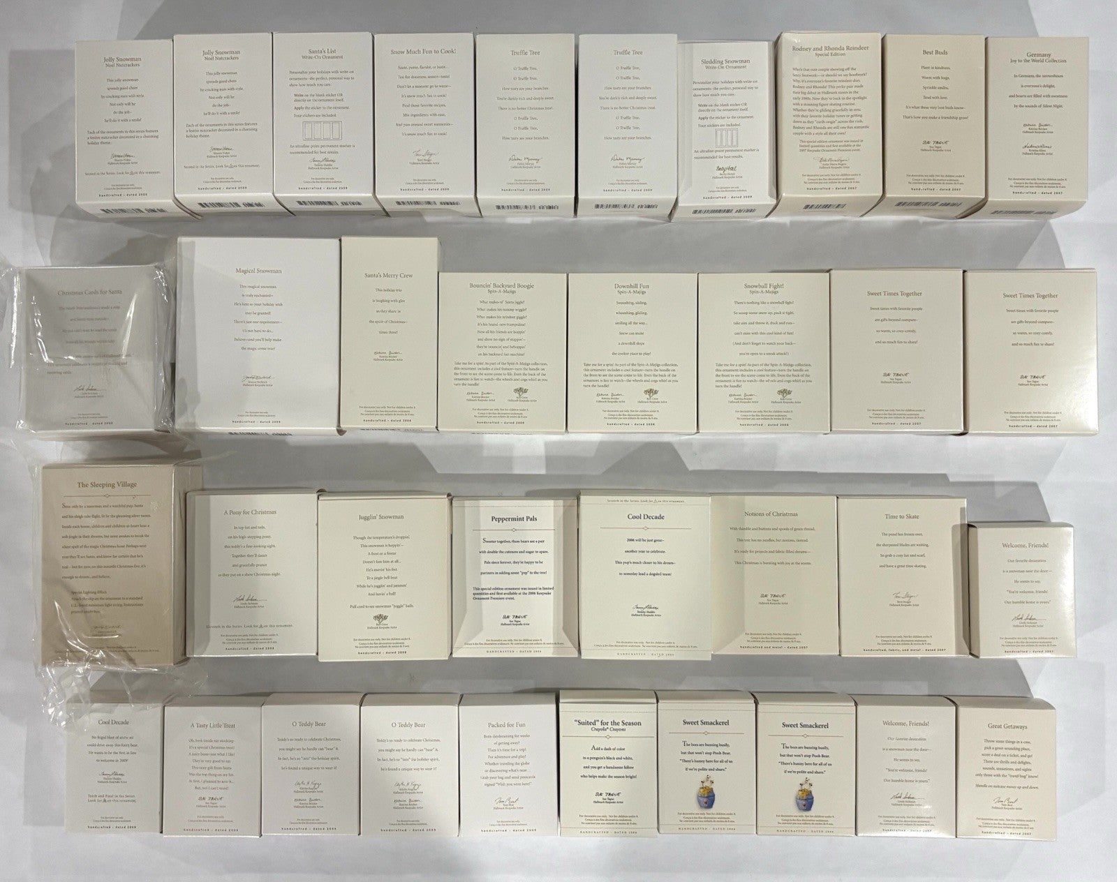 * / NEVER OPENED* - Lot Of 36 - HALLMARK KEEPSAKE ORNAMENTS - Yr 2006 - 2009 HALLMARK - KOEEK