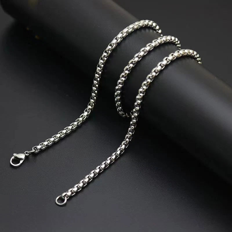 Pure Titanium 3mm Width Square Box Chain Anti-allergy Ultralight Necklace Unisex 07FC0E-D4 - KOEEK