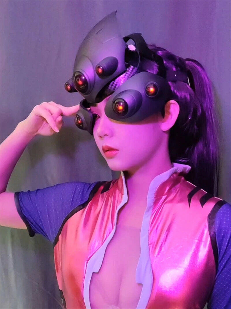Overwatch Game Widowmaker Cosplay Helmet Mask LED Light PVC Props Comic-Con 07FC0E-D4 - KOEEK