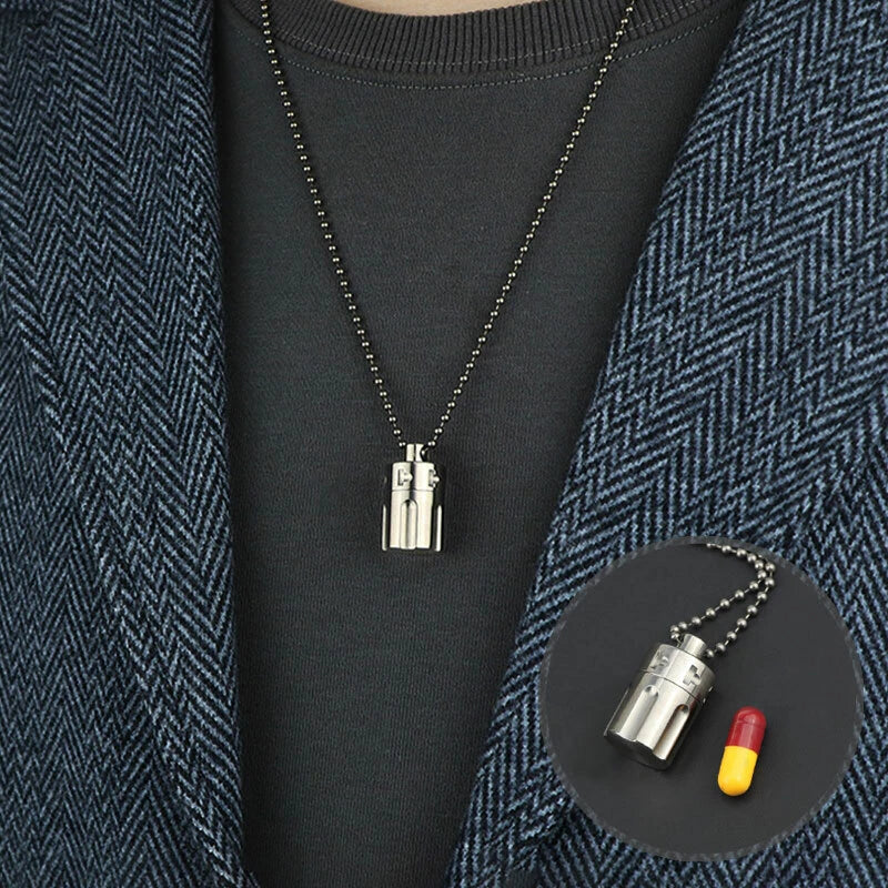 TC4 Titanium Waterproof Pill Container Revolver Cylinder Keychain Pendant EDC 07FC0E-D4 - KOEEK