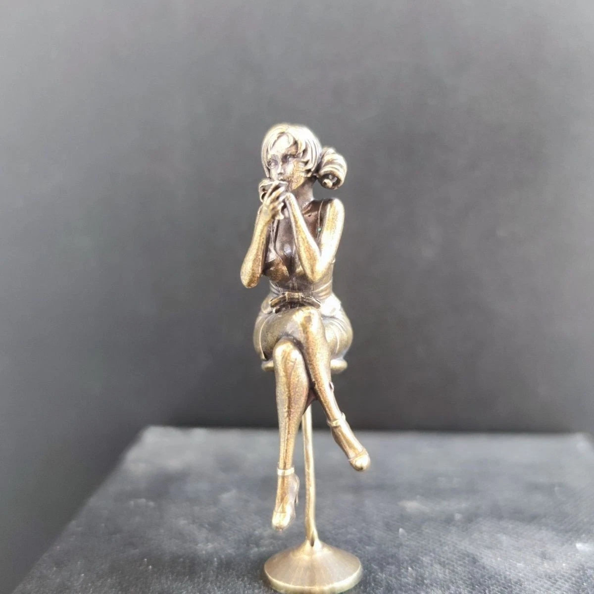 64mm Brass Bar Chair Girl Statue Hot Beauty Model Artwork Collection Toy Decor 07FC0E-D4 - KOEEK