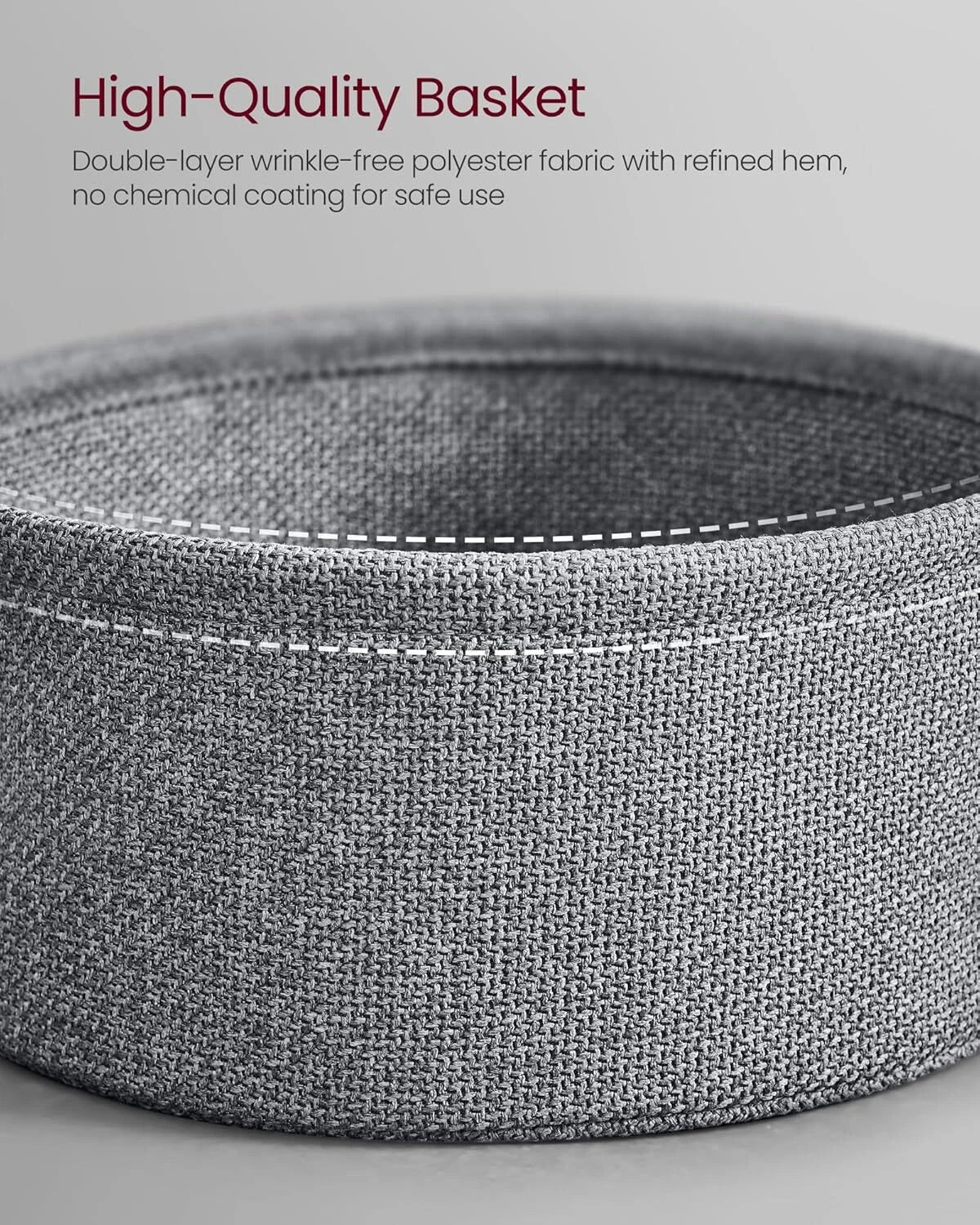 Side table with charging seat, round end table with fabric basket, slate gray 07FC0E-D4 - KOEEK