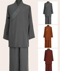 Buddhist Shaolin Monk Robe Linen Kung Fu Suit Meditation Uniforms Full Set 07FC0E-D4 - KOEEK
