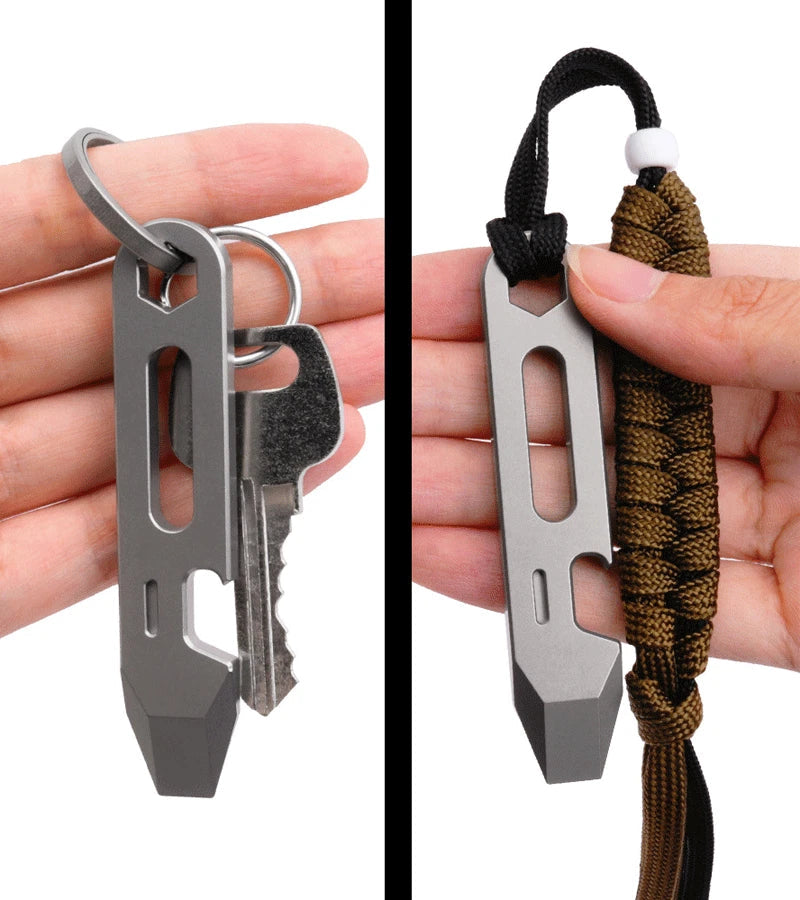 1PC Outdoor Mini Titanium Alloy Keychain Pry Bar Crowbar Opener EDC Multi Tools 07FC0E-D4 - KOEEK