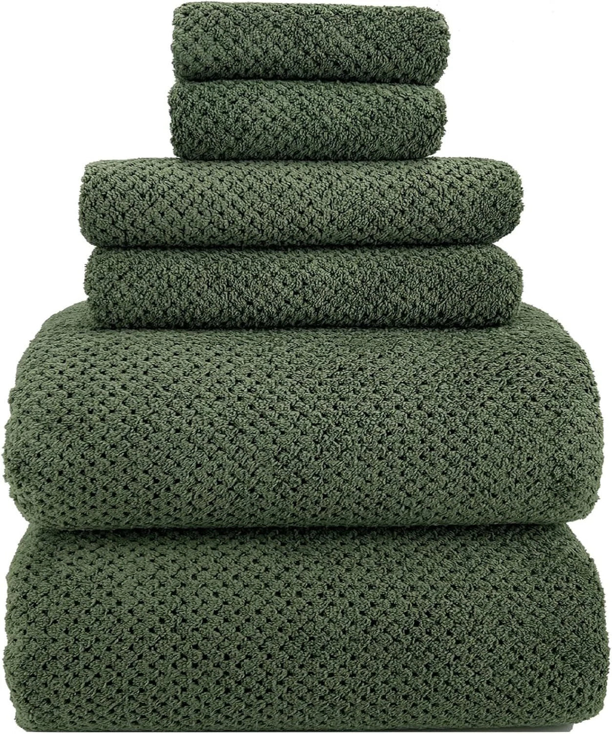 Bath Towels,39x78-Inch Oversized Bath Towels (for Adults), Olive Green,Set of 6 07FC0E-D4 - KOEEK