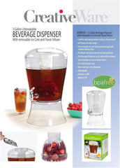 Beverage Dispenser with Ice Cylinder and Fruit Infuser, 3 Gallon, Clear 07FC0E-D4 - KOEEK