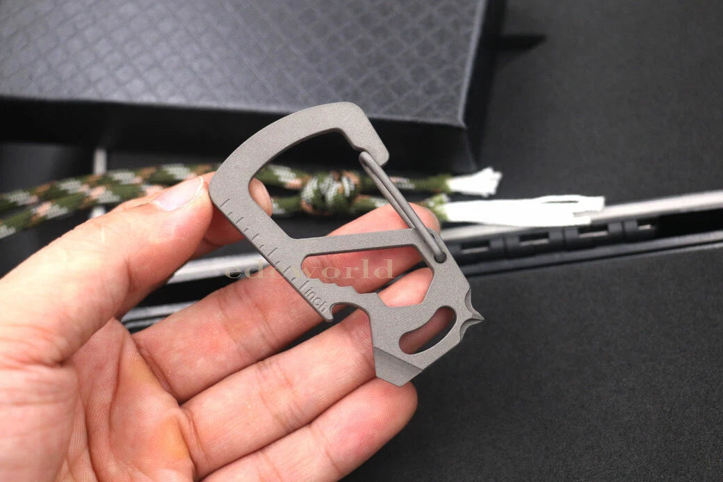 Titanium Alloy Keychain Carabiner Opener Wrench Outdoor Camping Multi EDC Tools 07FC0E-D4 - KOEEK