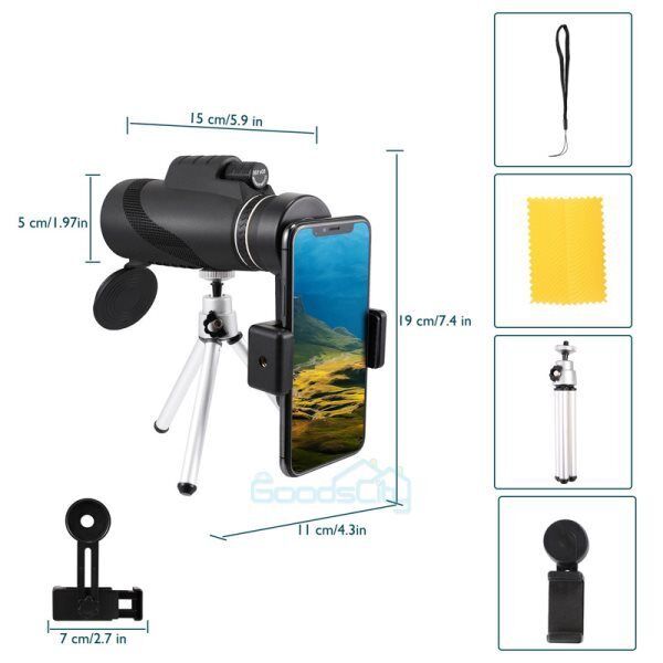 HD Day/Night Military Telescope 80X100 Zoom Monocular with Tripod