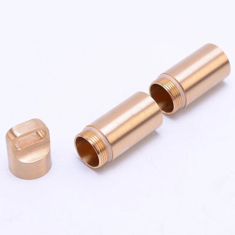 EDC Double Layer Solid Brass Survival Waterproof Key Storage pill Box Kit Tool 07FC0E-D4 - KOEEK