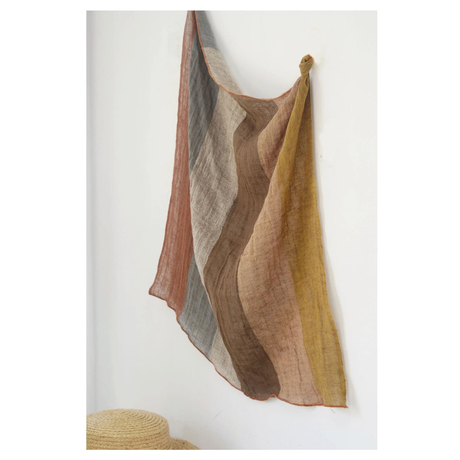 Womens  Flax Linen Colorful Stripe Bandana Neck Wrap Soft Neckerchief Scarf 07FC0E-D4 - KOEEK