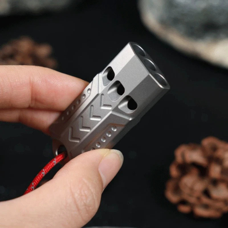 Titanium Keychain 3 Holes Safety Whistle Outdoor Survival Pocket Whistle EDC 07FC0E-D4 - KOEEK