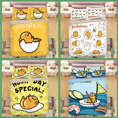 Gudetama Bedding Bed Sheet Duvet Cover Pillowcase Cute Anime Bedding Set 3/4 PCS 07FC0E-D4 - KOEEK