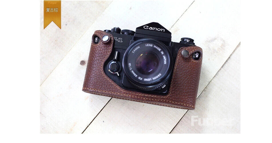 Handmade   Camera Case Bag Real Leather Half Cover for Canon F-1 Camera 07FC0E-D4 - KOEEK
