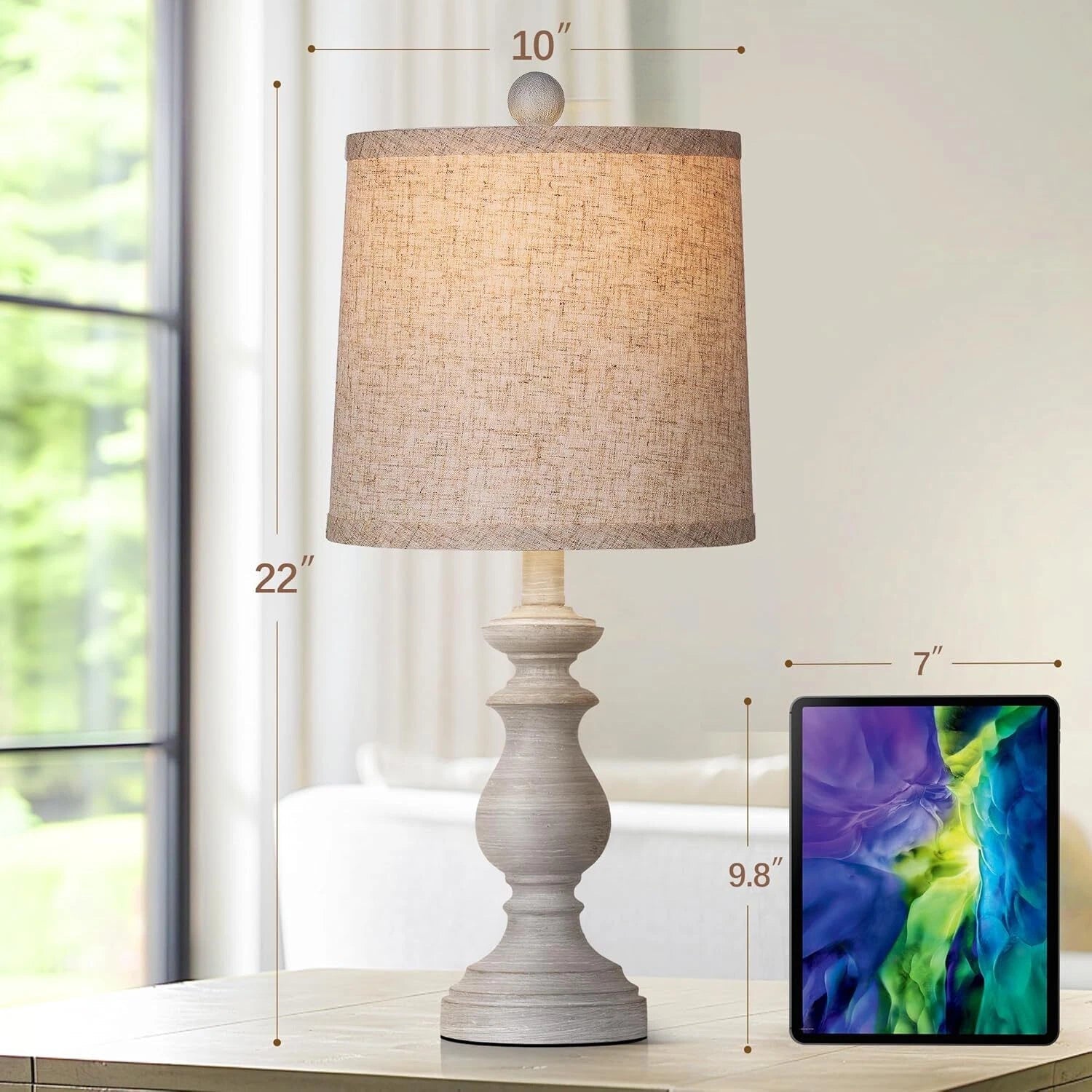Traditional Table Lamp Set of 2, Rustic Farmhouse Table Lamps for Living Room 07FC0E-D4 - KOEEK