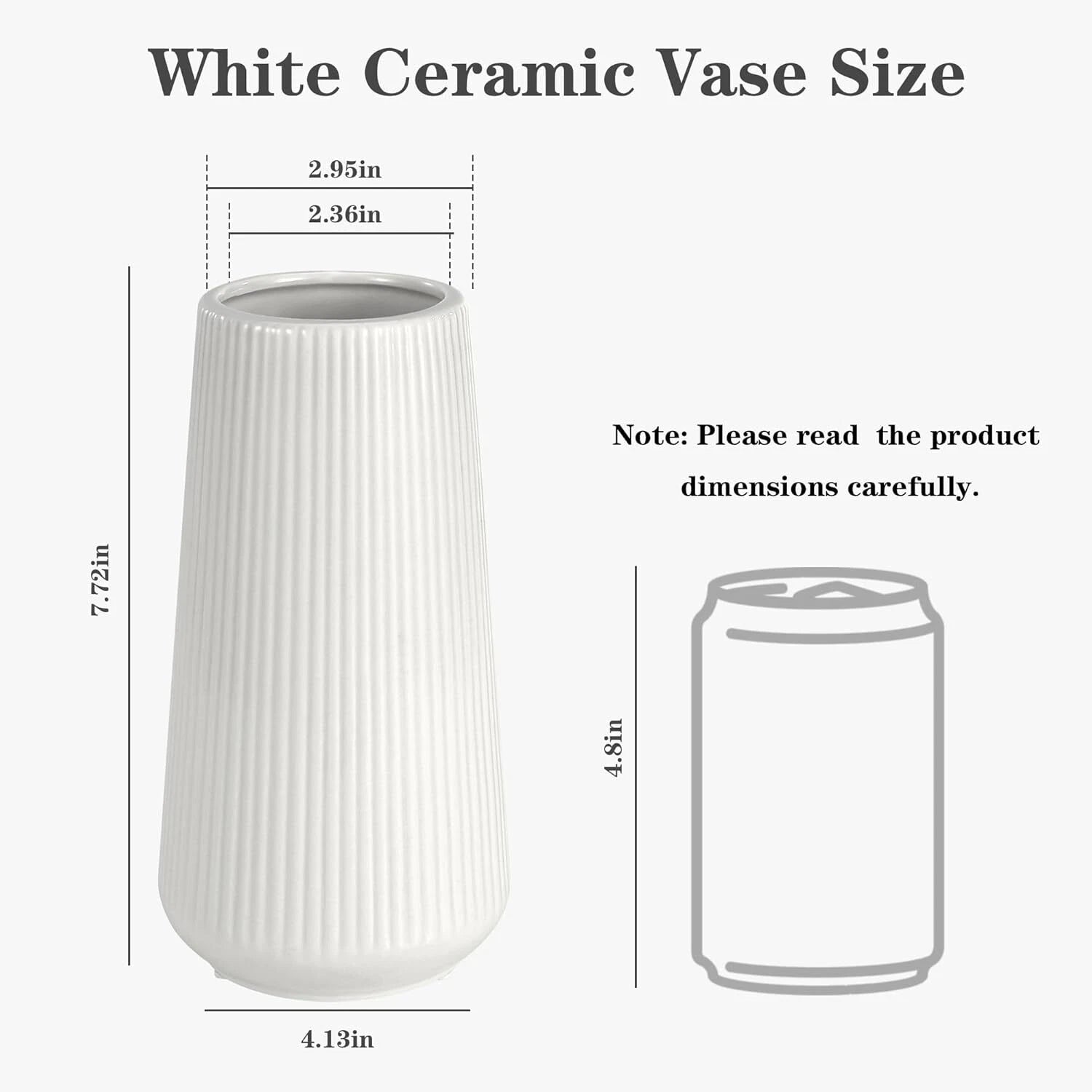 White Ceramic Vase, Small Cute Flower Vase for Pampas Grass, Home, Living Room 07FC0E-D4 - KOEEK