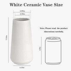 White Ceramic Vase, Small Cute Flower Vase for Pampas Grass, Home, Living Room 07FC0E-D4 - KOEEK