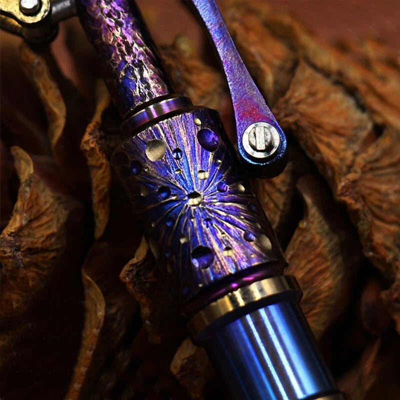 Titanium Meteorite Pattern Mechanical Signature Pen Tactical Ballpint Pen EDC 07FC0E-D4 - KOEEK